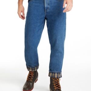 Men's L.L. Bean 40x30 Comfort Waist Relaxed Fit Fleece Lined Indigo Jeans